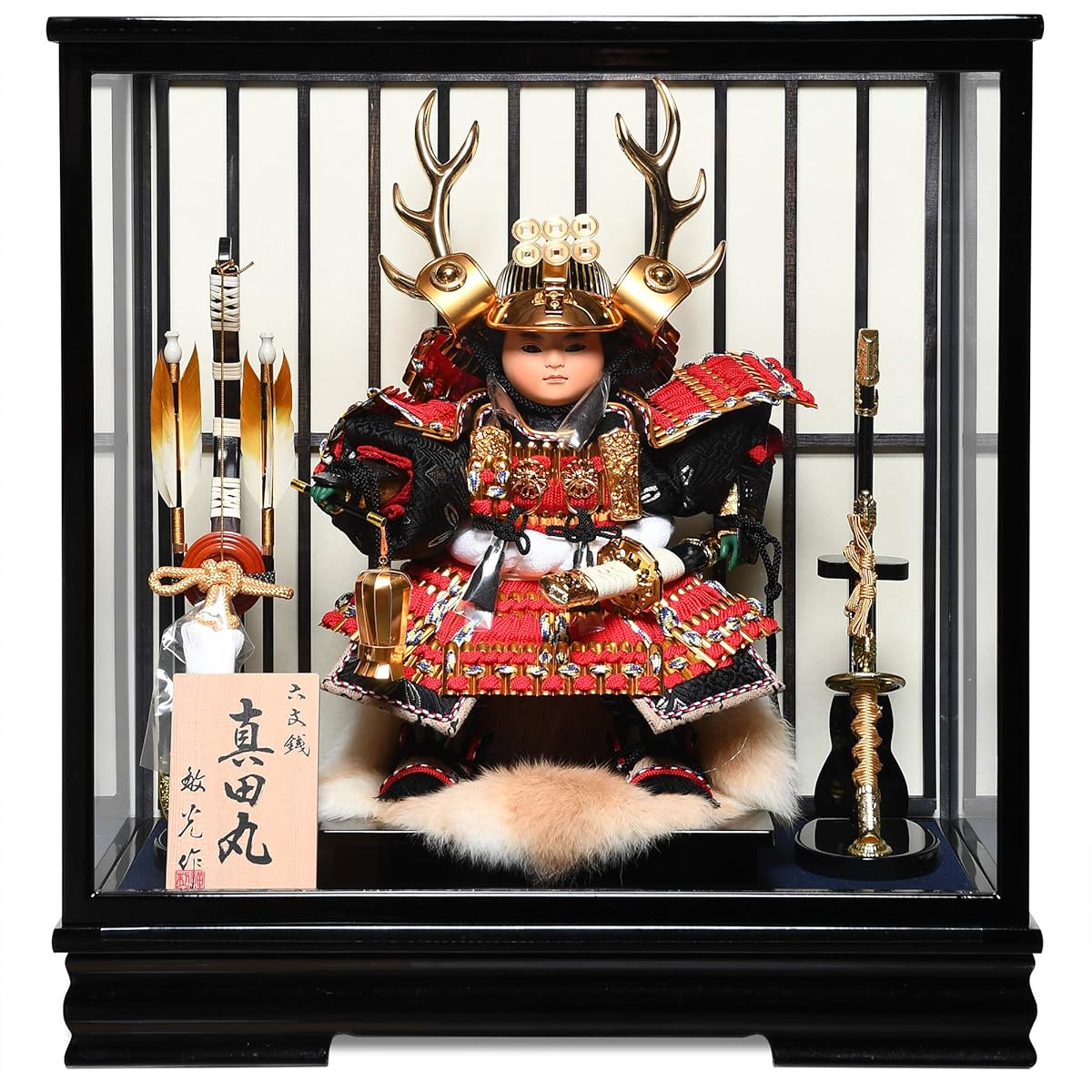 [May Doll] [Child General Decoration] [Warrior Helmet] No. 6 Successful General Sanadamaru Child Wooden Glass Case: Made by Toshimitsu [General Decoration Case Included]