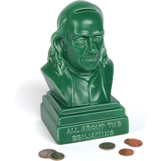 "All About The Benjamins Ceramic Piggy Bank" (GAMAGO)