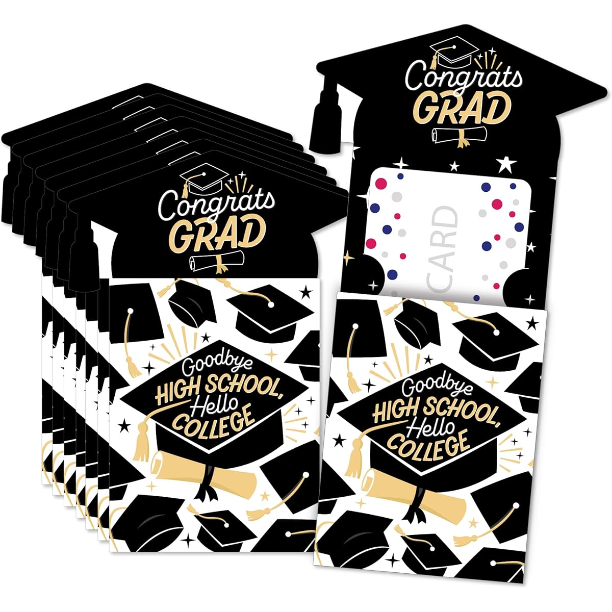 Big Dot of Happiness Goodbye High School, Hello College - Graduation Party Money and Gift Card Sleeves - Nifty Gift Card Holders - Set of 8