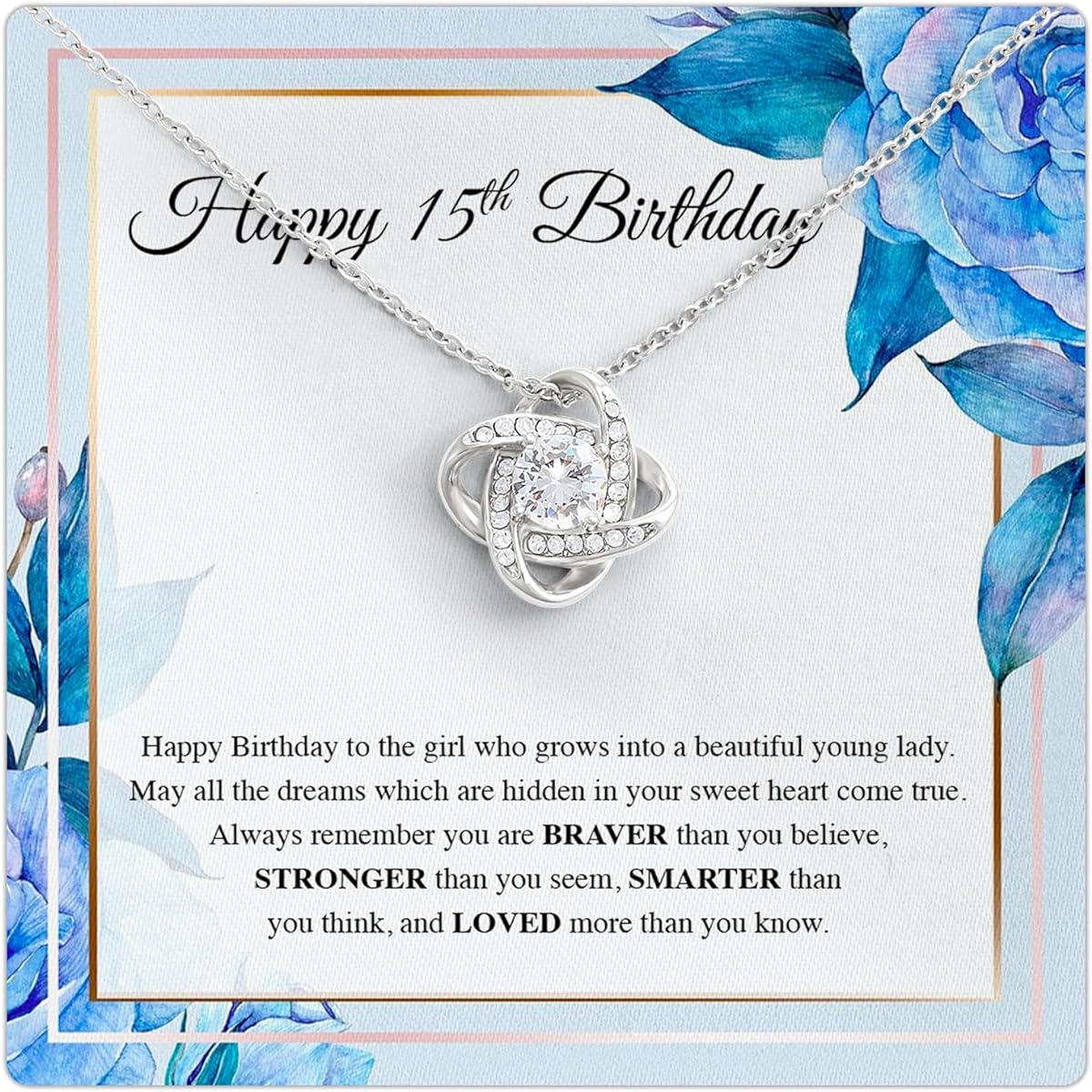 Birthday Gifts for 15 Year Old Girls - Quinceanera Gifts Birthday Gifts for 15 Year Old Girls 15th Birthday Gifts Sweet 15 Necklace for Teen Girls Includes Meaningful Message Card and Light Box