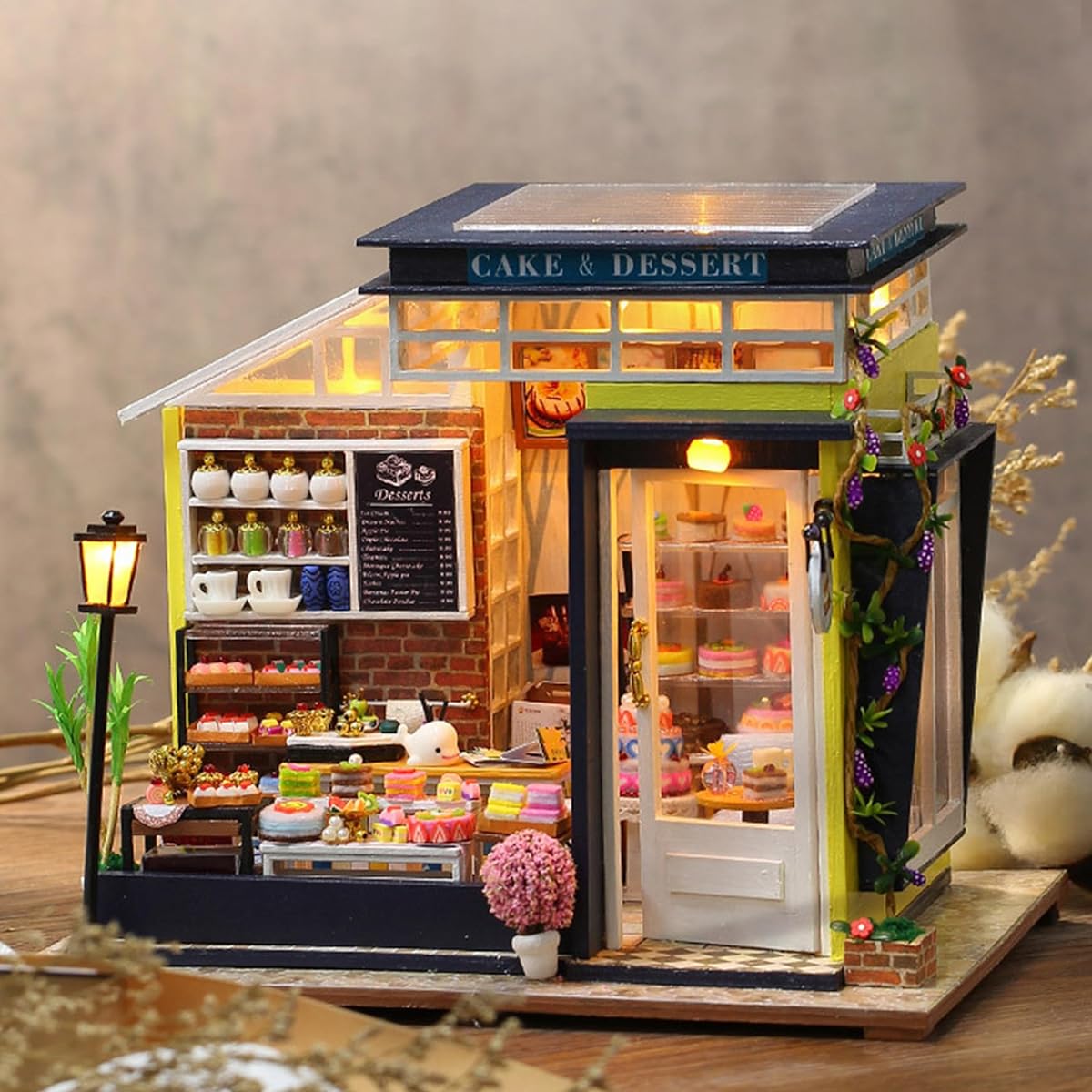 AONGAN DIY Miniature Dollhouse Kit - Small House Kit Craft Mini House Making Kit with Furniture Craft Gift/Home Decor for Family (to Be with You. Bakery)