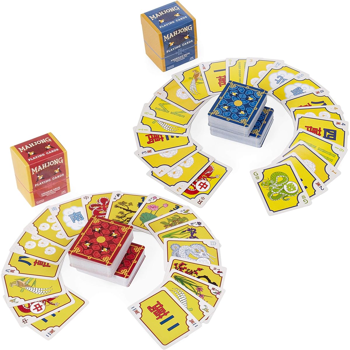 Chinese & American/Western Mahjong Card Game Set | Chinese Tile Game Playing Card Form | Chinese Tile Game | 1 Chinese Deck