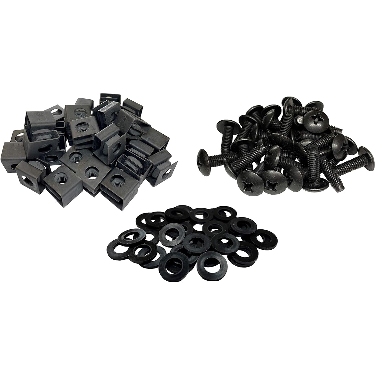 RackGold M6 Slide-On Cage Nuts & Screws w/Washers 25-Pack - Made in the USA