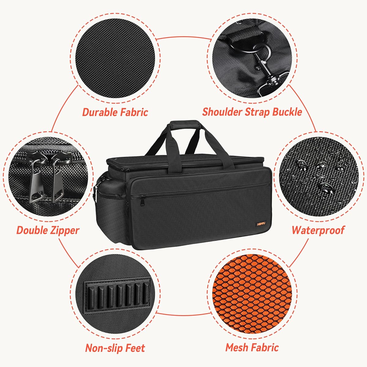 Homfu DJ Gear Gig Bag Large Capacity DJ Cable File Bag with Multifunctional Pocket and Removable Padded Bottom Travel Gig Bag for Cord Sound Equipment DJ Gear Outdoor
