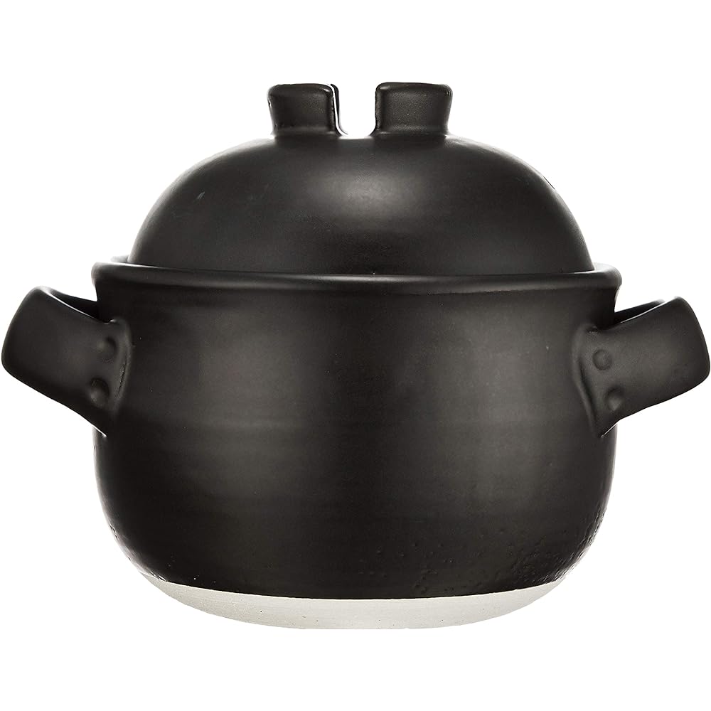Banko-yaki rice cooking pot (with inner lid) 2 cups black drop 33-96