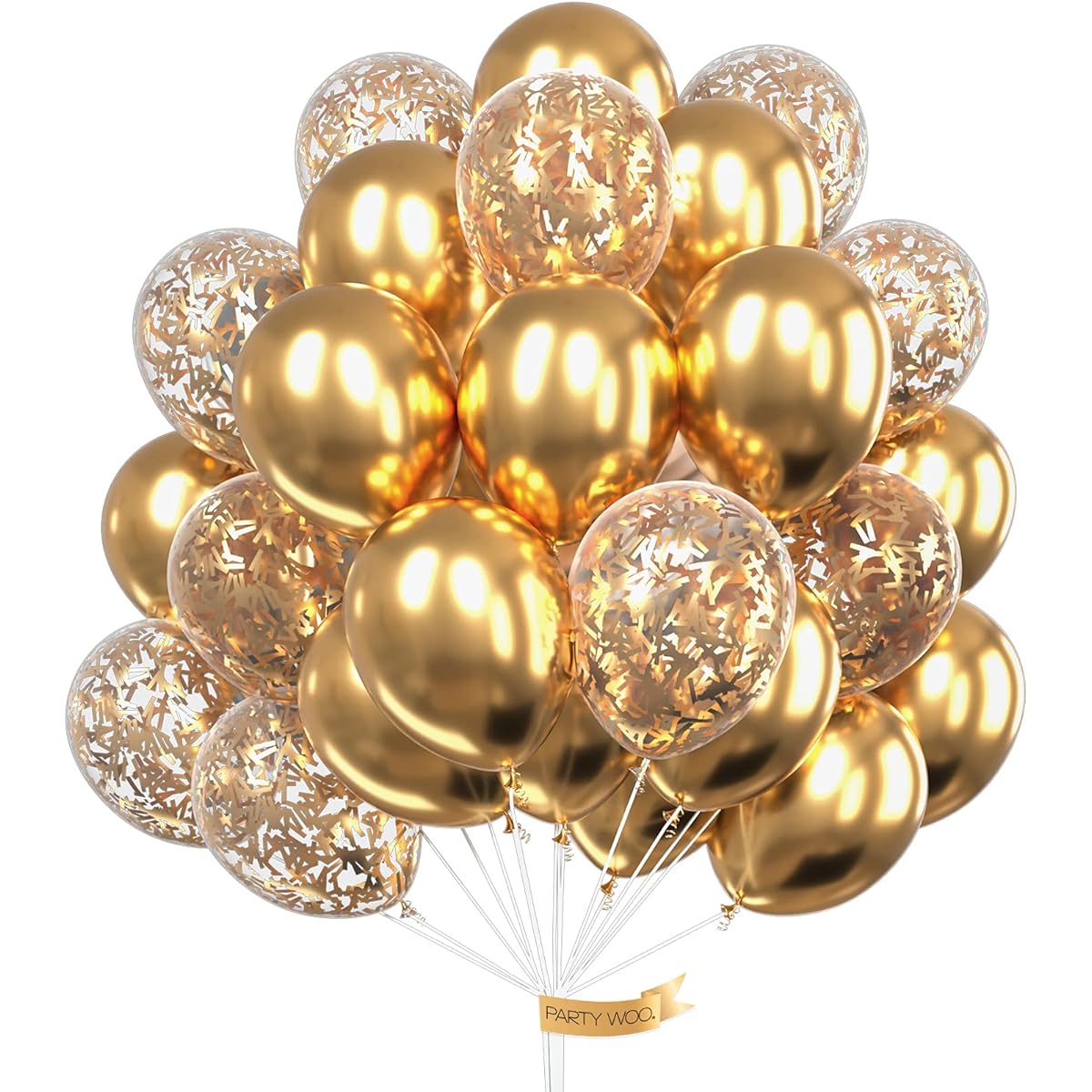 PartyWoo Gold Balloons Set 50pcs Gold Confetti Balloons Metallic Gold Balloons Party Balloons Latex Balloons Helium Balloons for Party Birthday Party Decorations Gold Party Decorations