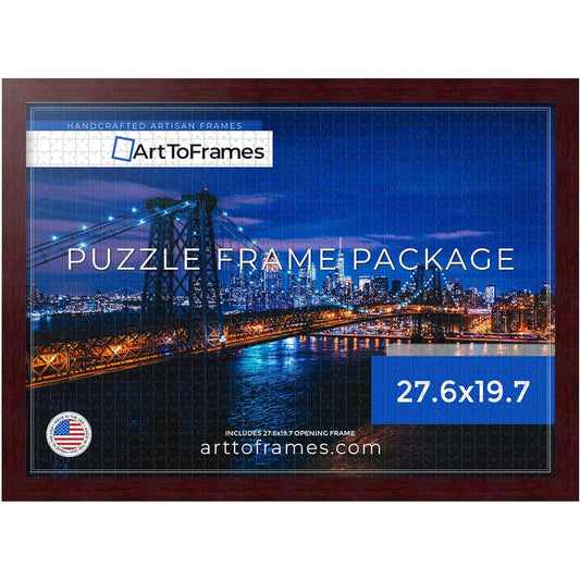 ArtToFrames 27.6x19.7 inch/70x50cm Brown Frame for 1000 Piece Puzzle This 1.25 inch custom MDF puzzle frame is made of mahogany with economy acrylic (Puzzle FRBW26039-27.6x19.7)