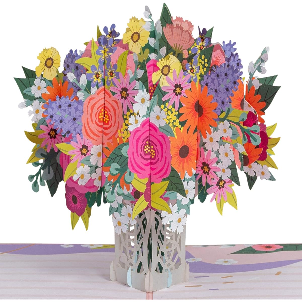 Paper Love 3D Flower Arrangement Pop Up Card, Great Gift for Birthday, Wedding, Anniversary, Thank You, Pampering, Any Occasion or Just Because - 5" x 7" Cover - Envelope and Note Tag Included