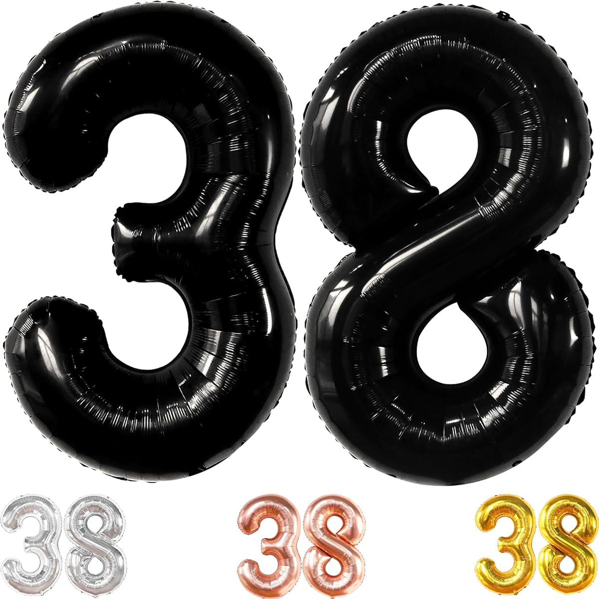 black number 38 foil balloon