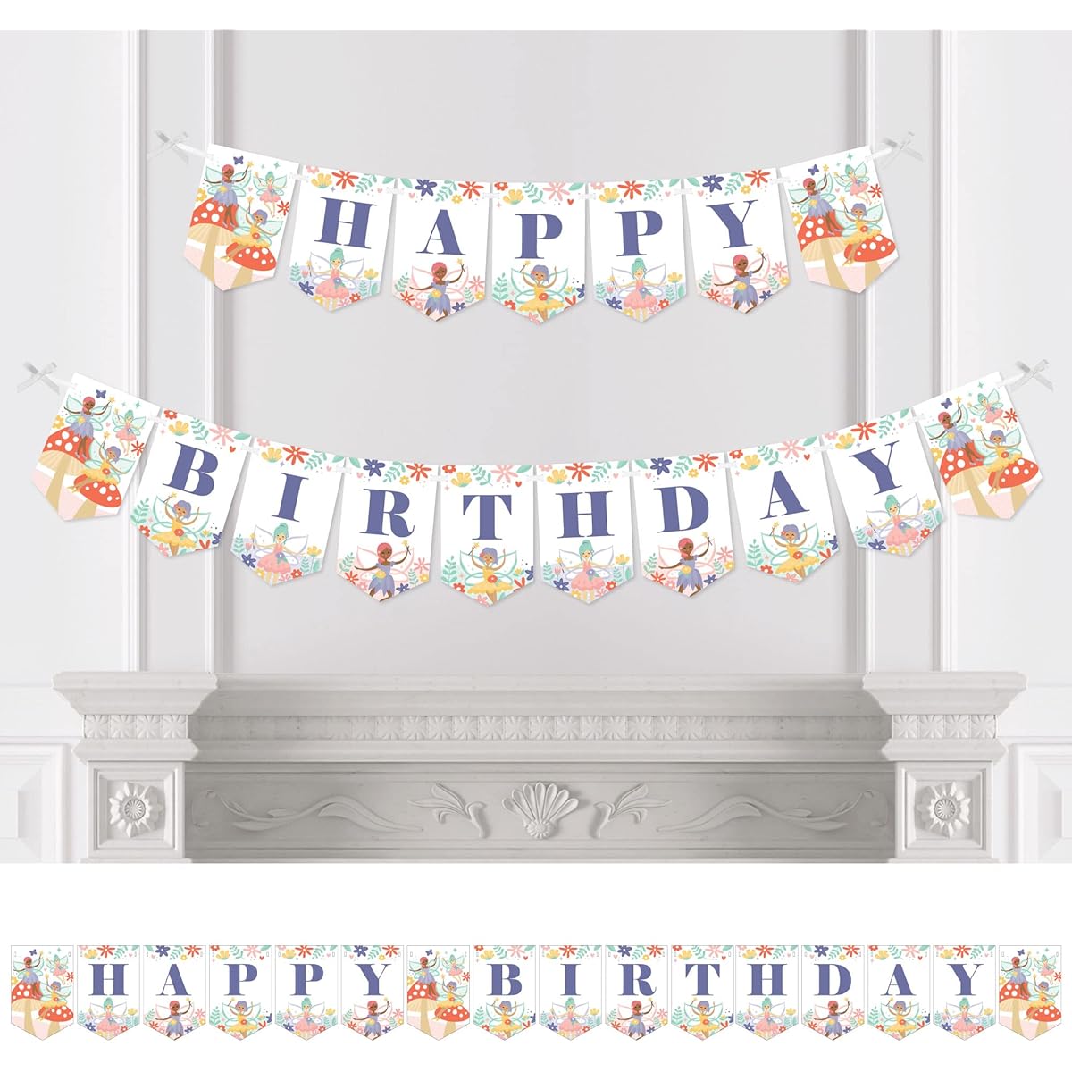Big Dot of Happiness Let's Be Fairies - Fairy Garden Birthday Party Banner - Party Decorations - Happy Birthday