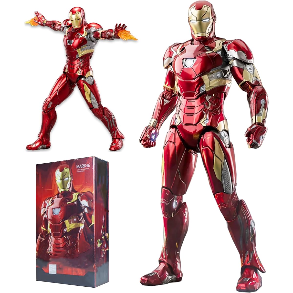 LonullyMege Iron Man MK46 Action Figure - 7" Fully Jointed Collectible Toy Full Metal Paint with Lots of Accessories Stark Model (1/10 Scale)