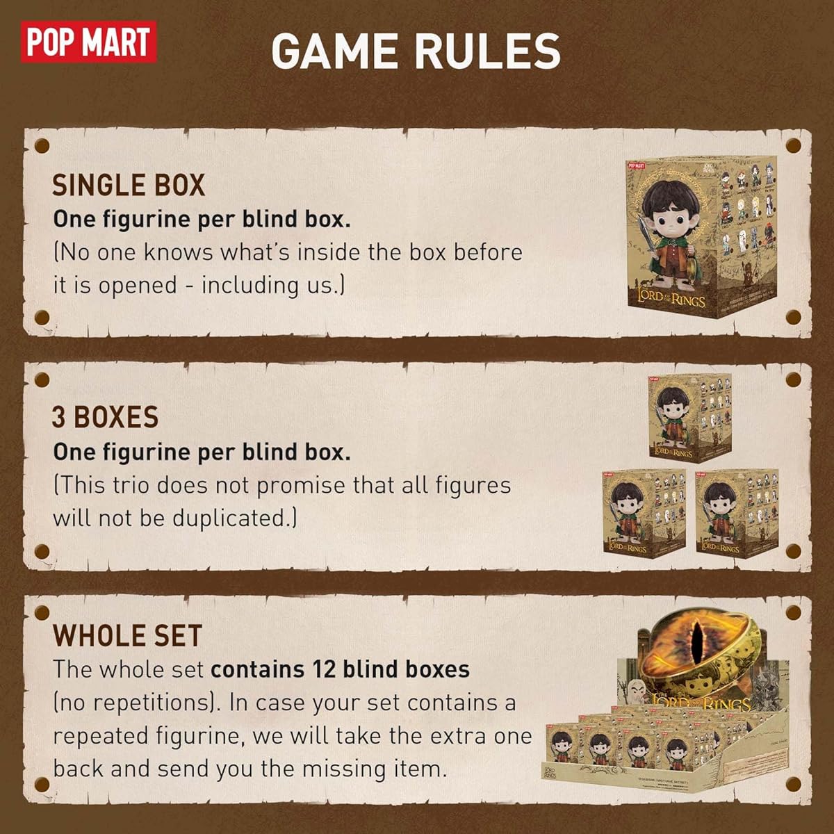 POP MART Lord of the Rings Classic 1/12 Set Collection Toy Random Box Birthday Christmas Party Holiday Gift Home Decoration