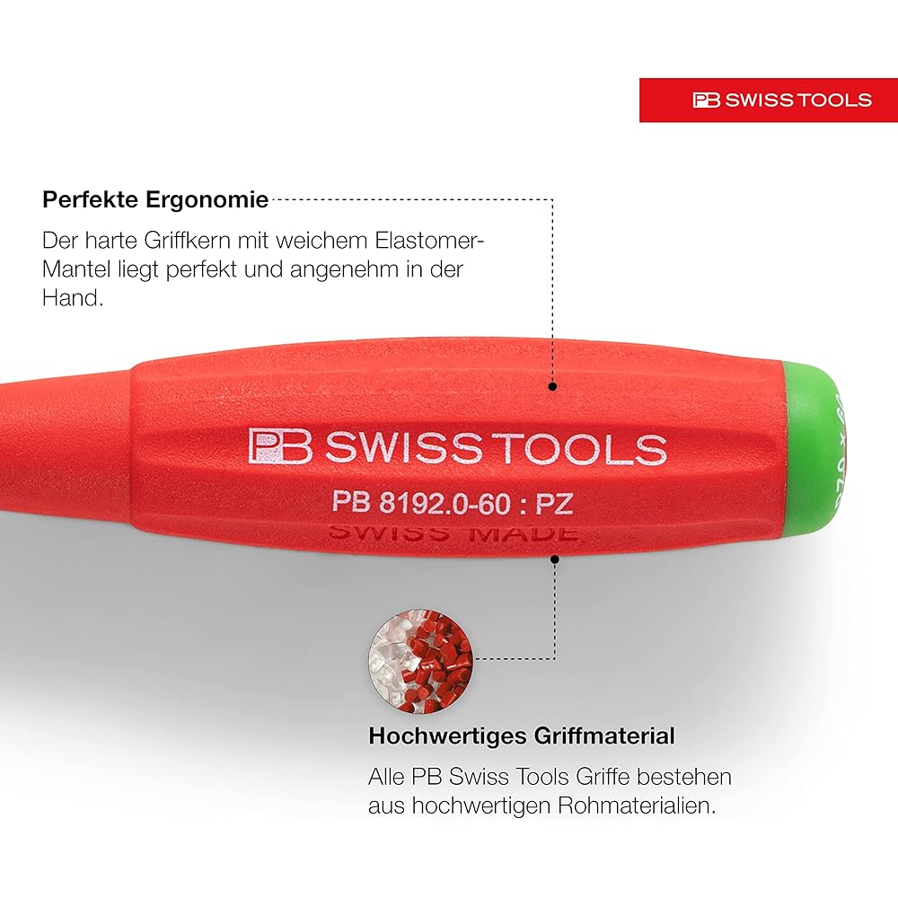 PB SWISS TOOLS 4 Piece Swiss Grip Posidriver Set with Holder in Paper Box 8243.CBB