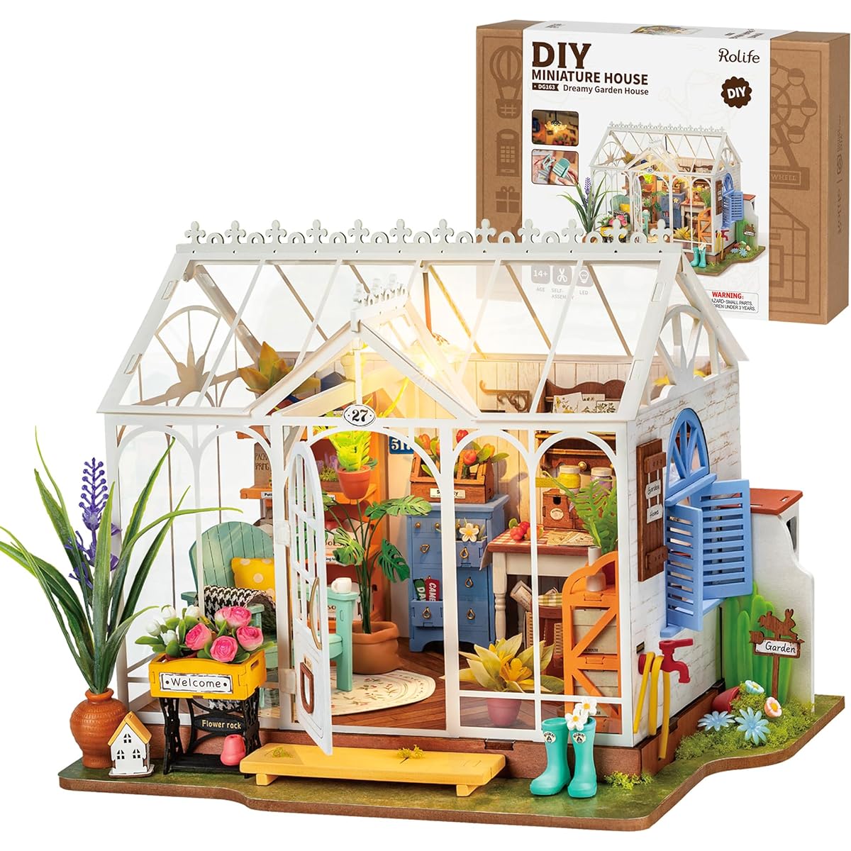 Rolife DIY Miniature Dollhouse Kit for Adults Mini Greenhouse Model Kit Minimono Craft Kit for Adults DIY Book Nook Kit
