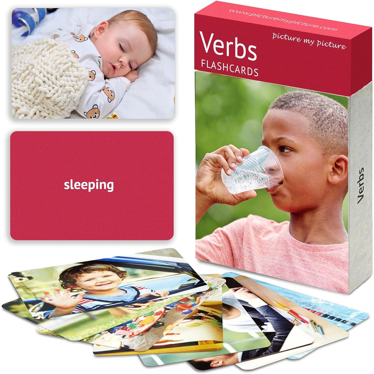 Picture My Picture Verbs Flashcards | 40 Action Language Development Educational Photo Cards | Speech Therapy Materials and ESL Materials