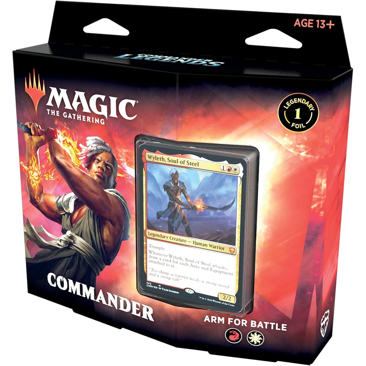 Magic The Gathering Commander Legends/Deck – Arms for Battle | 100 Cards Ready to Play | 1 Foil Commander | Red White, C78590000 Red White