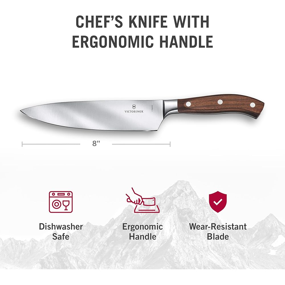 VICTORINOX Chef Knife 20cm Wood Grand Meter Forged Gyuto Knife Professional Specification 7.7400.20G