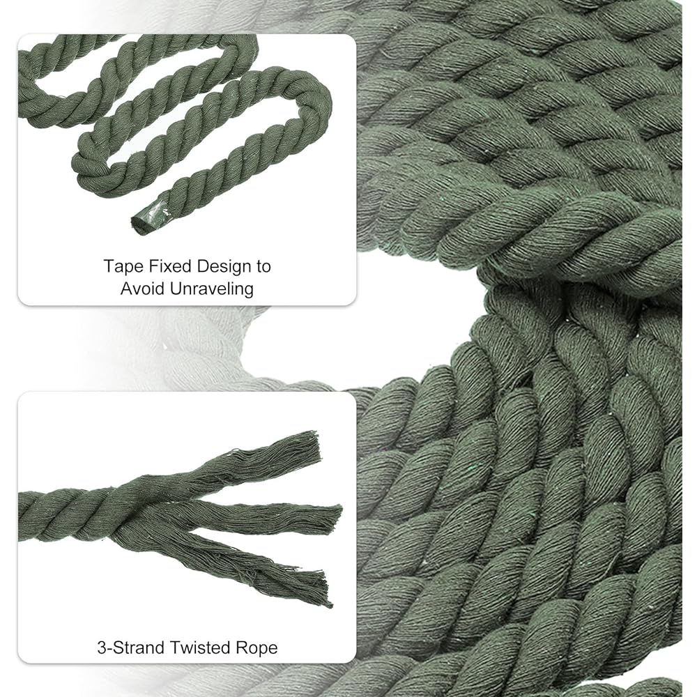 PATIKIL 10 Feet Tug of War Rope for Adults and Teens, 3 Braided Natural Cotton Rope with Dark Green Flag for Garden Games and Team Building Activities