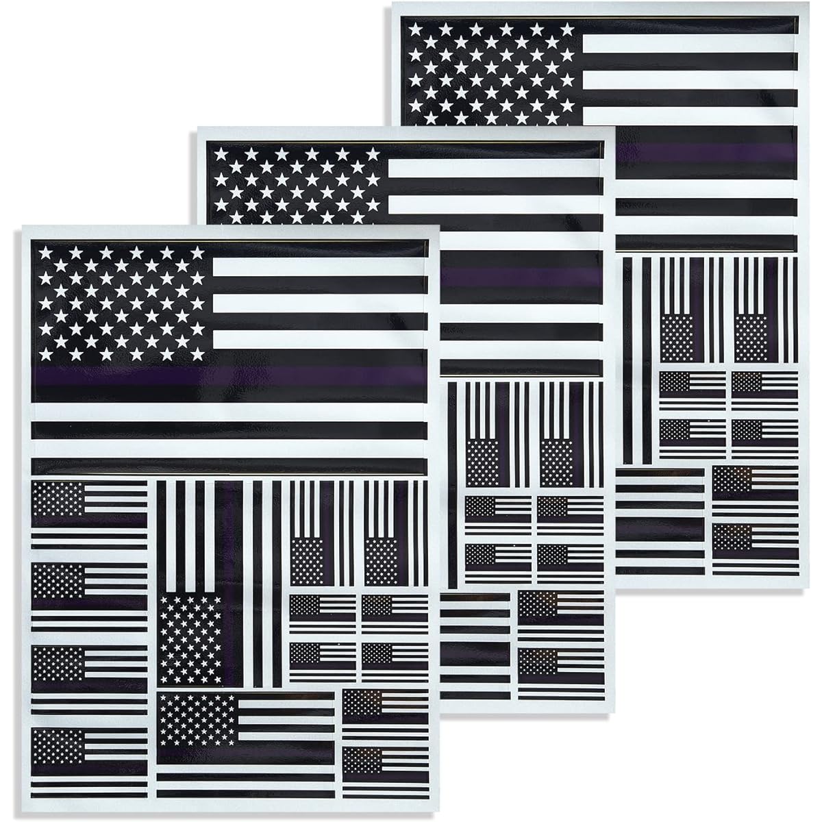 CANTENDO 3 Pack Thin Blue Line American Police Flag Decals - Thin Blue Line American Police Flag Reflective Vinyl Car Stickers - Car Window Bumper Waterproof Stickers (12 x 8.5 Inch)