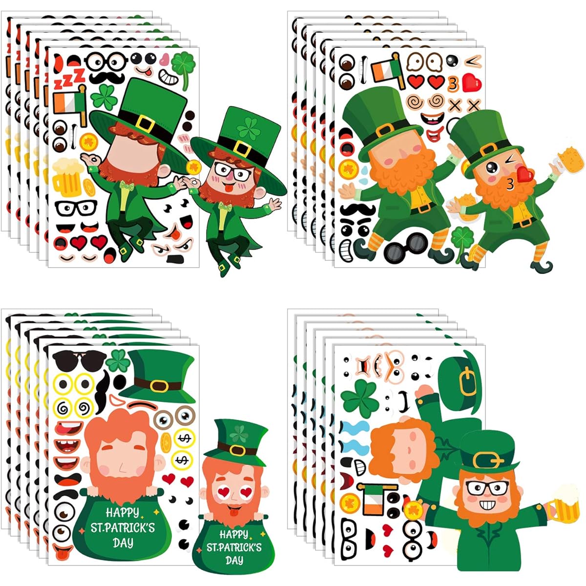 Konsait 24 Pieces St. Patrick Stickers for Boys and Girls DIY Stickers