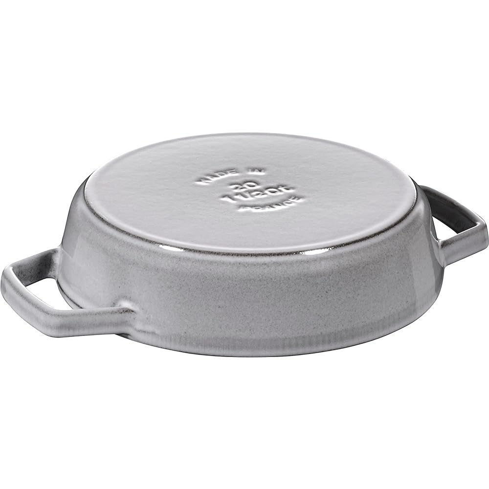 staub "Double Handle Frying Pan, Gray 20cm" Skillet, Cast Metal, Enamel, Compatible with IH [Authorized Japanese Product] Double Handle Frying Pan 40511-660