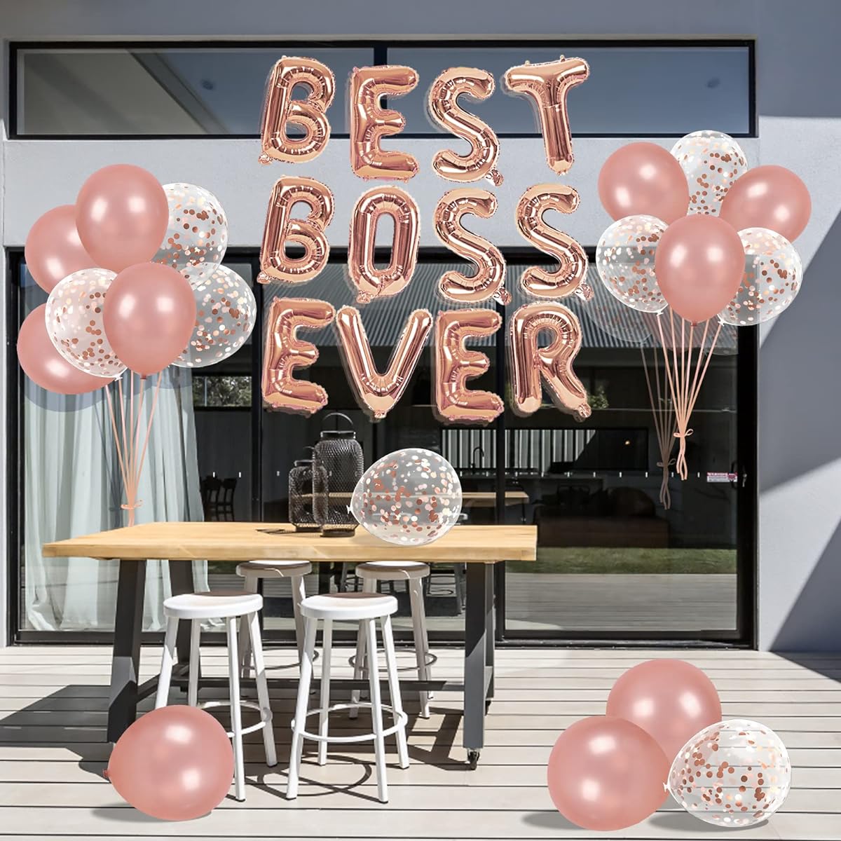 LWBDD Best Boss Ever Balloons & Banners Happy Boss Day Decorations for Office Premium Boss Day Party Supplies Office Boss Day Party Decorations (33 Pieces)