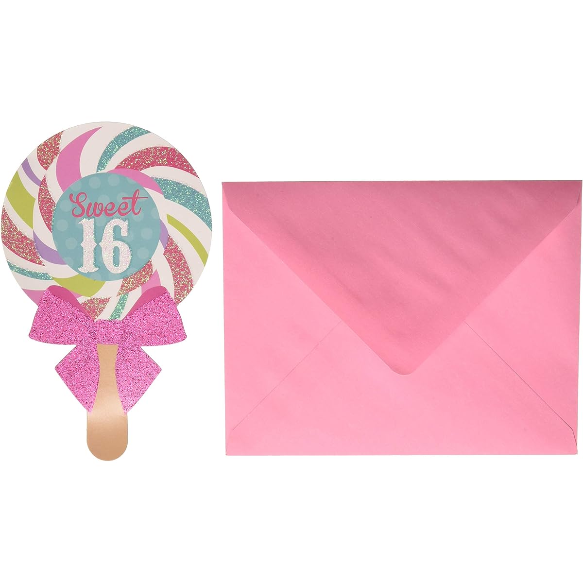 Sweet 16 Large Novelty Paper Invitations - 6" x 3 3/4" | Multi-color | Pack of 8