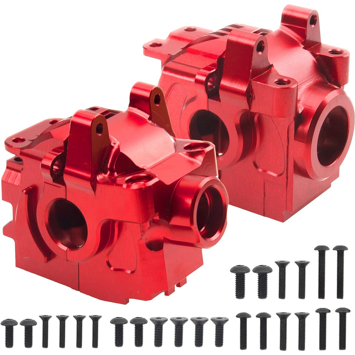 ShareGoo Aluminum Front & Rear Gearbox Case Transmission Gear Housing #6880#6881 Compatible with Traxxas 1/10 Hoss Rustler Slash Stampede XO-1 4X4 RC Car Upgrade Parts (Red)