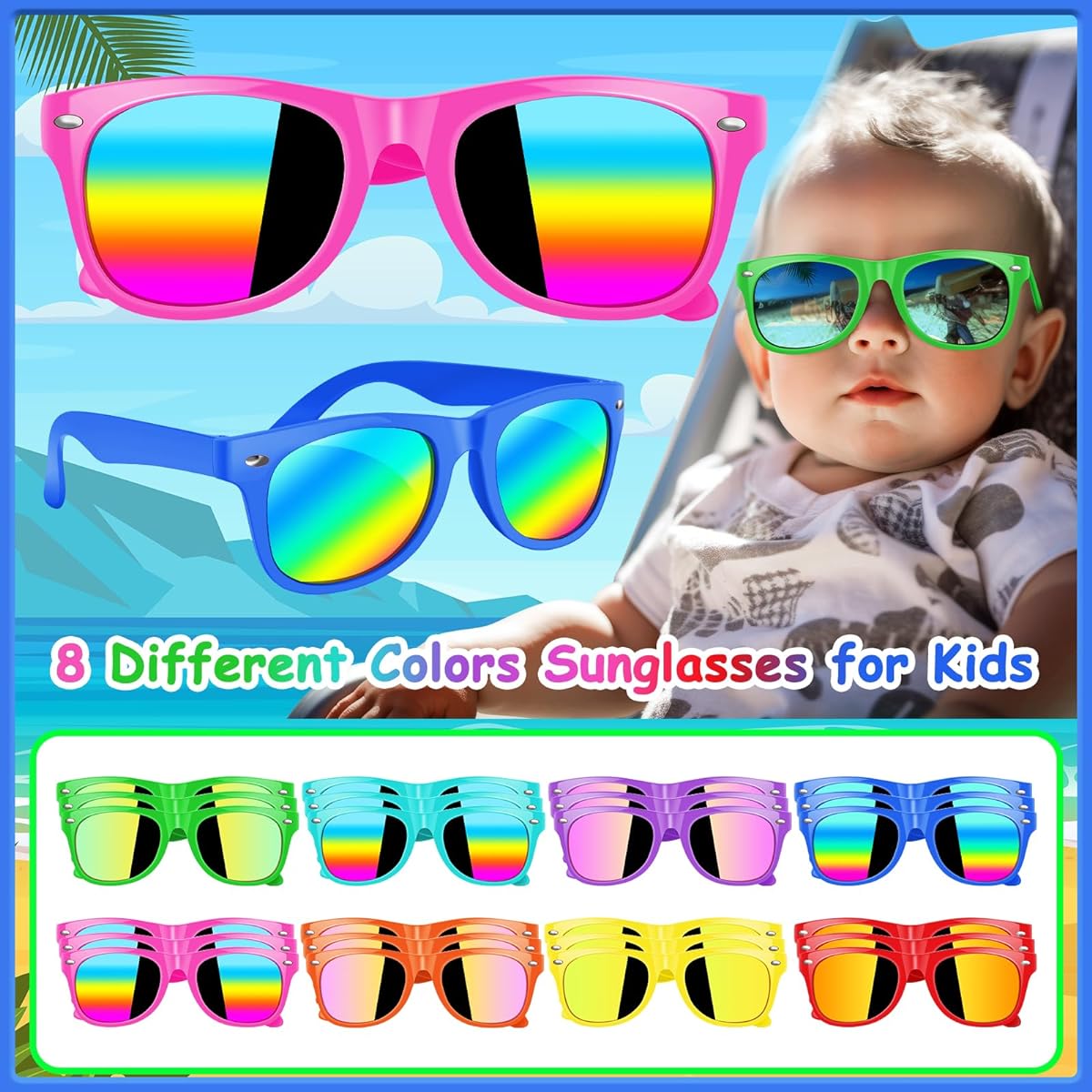 Kids Sunglasses in Bulk Kids Sunglasses Party Favors 24 Pack Neon Party Sunglasses for Kids Boys Girls 3-8 Years Beach Pool Birthday Party Supplies Goodie Bags Favors Perfect for Kids Party Favors