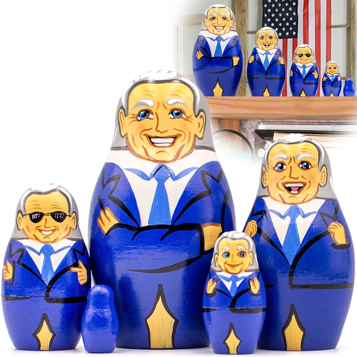 AEVVV Joe Biden Nesting Dolls Set of 5 - Joe Biden Figurines - Biden Gifts - Biden Decorations
