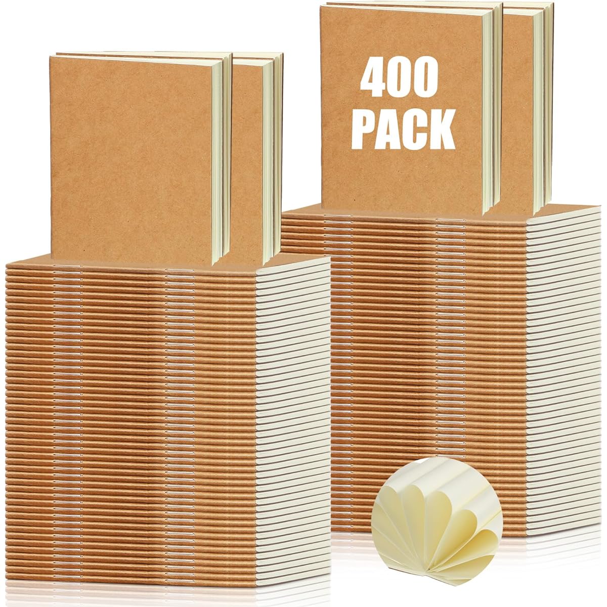 Ctosree 400 Sheets Mini Kraft Paper Notebooks Bulk Small Blank Unlined Notebook Journal Sketchbook Pocket Notepad Memo for Kids Students Gifts 24 Sheets 4 x 4 Inch