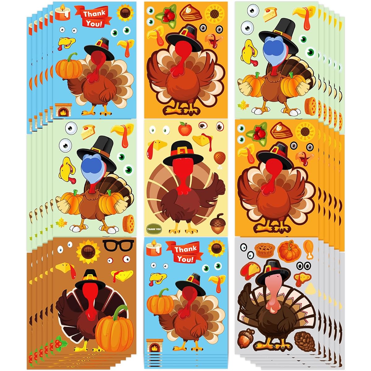 Funnlot Thanksgiving Games for Kids, Thanksgiving Stickers, 24 Pieces, Thanksgiving for Kids, Thanksgiving Activities for Adults, Thanksgiving Party, Thanksgiving Party Games