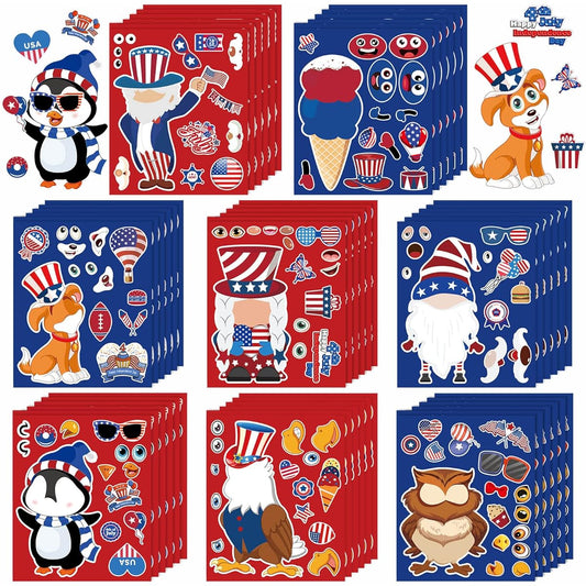 48th July Crafts for Kids NOVWANG DIY Patriotic Stickers Make Faces for Kids 4th of July Games Party Favors Decoration Independence Day Memorial Day