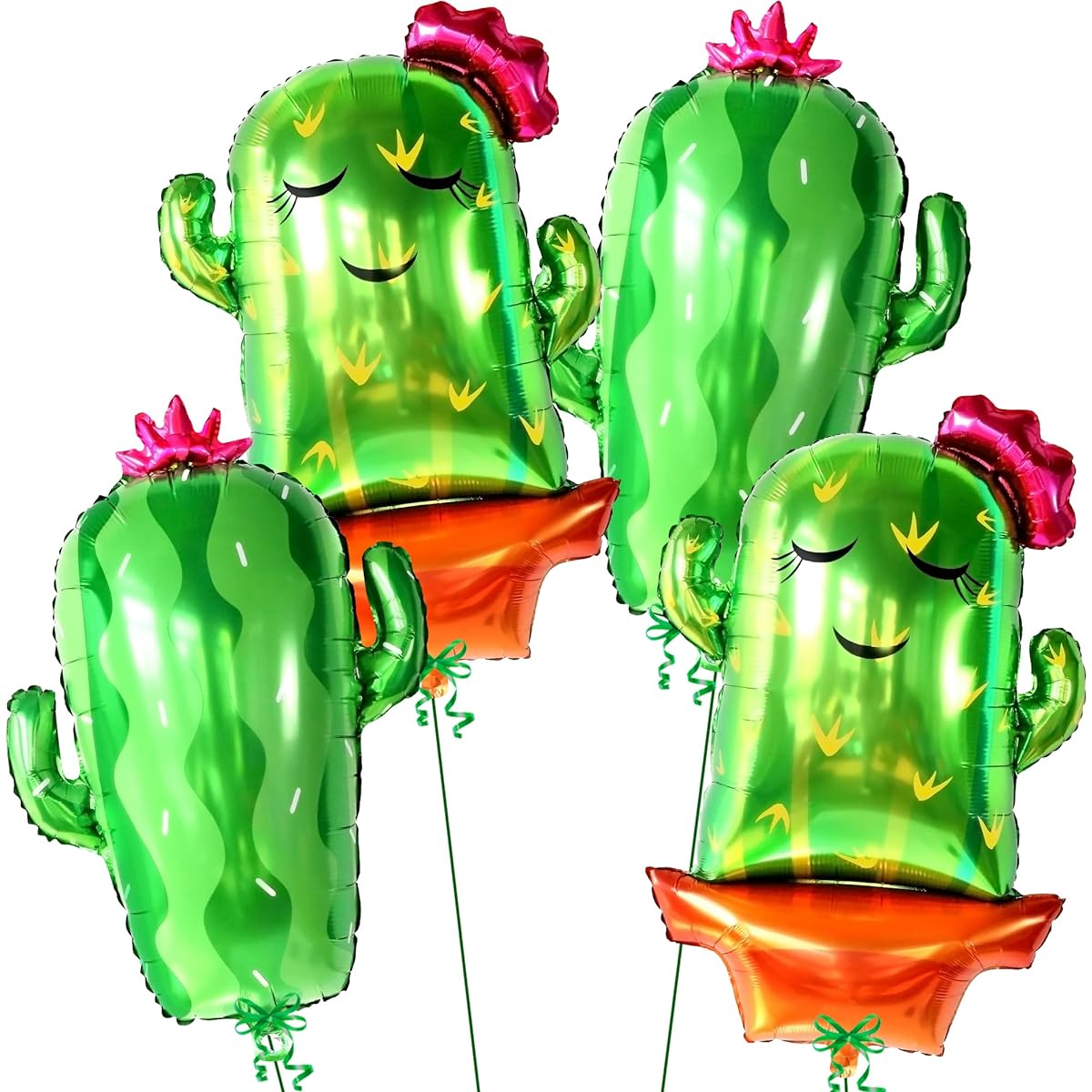 Cactus Balloons for Fiesta Party Decorations - Pack of 4 | Cactus Balloons, Cinco De Mayo Birthday Decorations | Cactus Mylar Balloons, Fiesta Baby Shower Decorations | Taco Bout A Baby Decorations