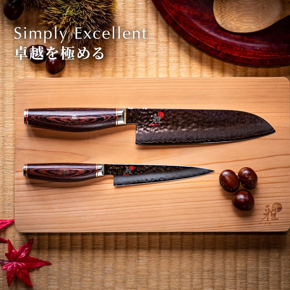 MIYABI "6000MCT Santoku Knife 180mm Made in Japan" Multilayer Steel Hammered Knife Made in Seki City, Gifu Prefecture [Authorized Japanese Product] 34074-181