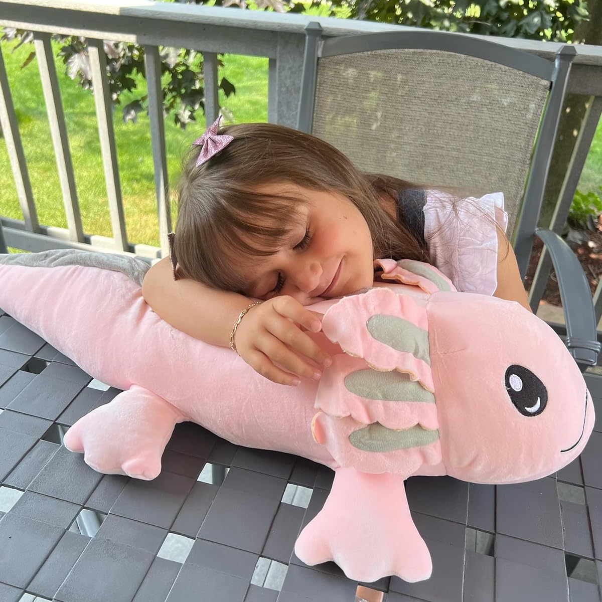 Tezituor Weighted Axolotl Plush 4 lbs Axolotl Glow in the Dark Toy for Kids and Adults 31.5" Squishy Cuddly Sensory Companion Weighted Salamander Plush