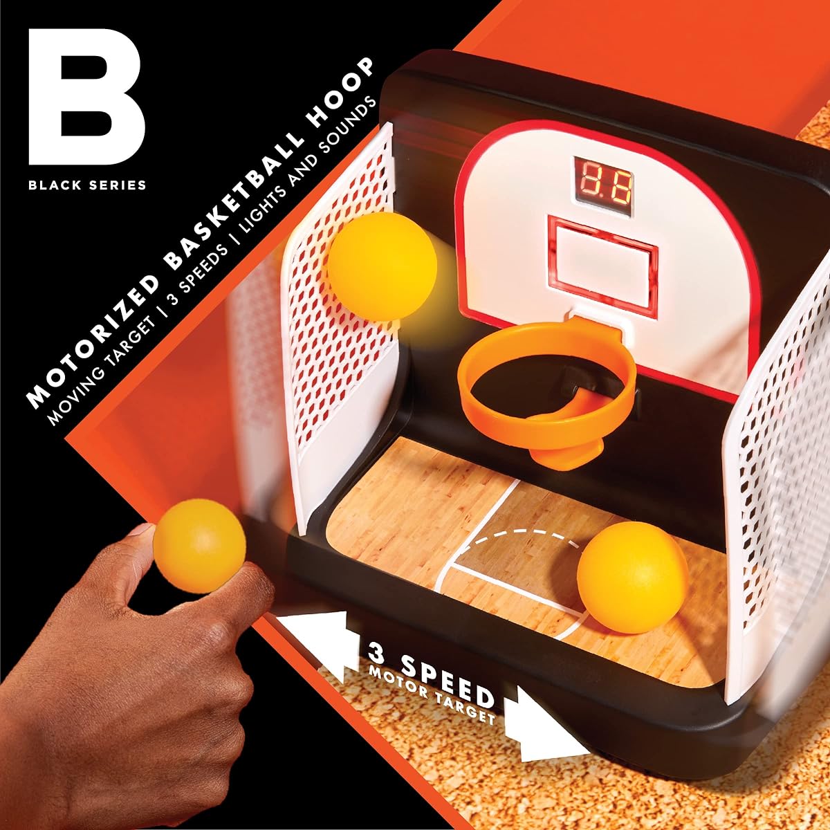 BLACK SERIES Electric Basketball Hoop Game with 3 Balls