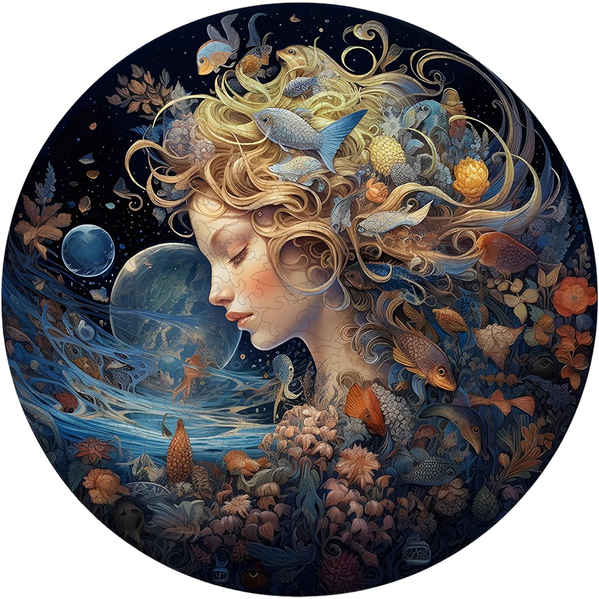 AAGOOD Wooden Jigsaw Puzzle - Advanced Sea Princess Dream Wooden Puzzle for Adults, Unique Shape, Wooden Jigsaw Puzzle for Adults, Perfect Birthday Gift, Family Puzzle, 210 Pieces