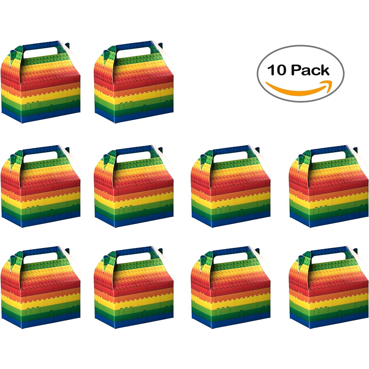 Hanmont Paper Treat Boxes, Party Favors, Candy Boxes, Cookie Boxes, Cute Designs, Perfect for Parties and Celebrations, 6.25" x 3.75" x 3.5" (Pack of 10)