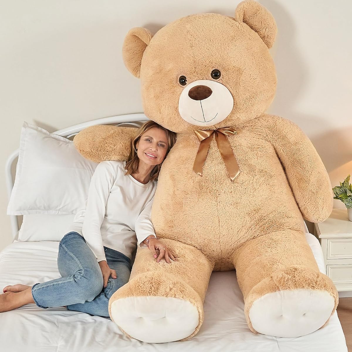 Tezituor Big Teddy Bear 6ft Giant Teddy Bear Stuffed Animal 75inch Human Sized Teddy Bear Girlfriend Boyfriend Beige Teddy Bear for Valentine's Day Baby Shower Birthday Anniversary