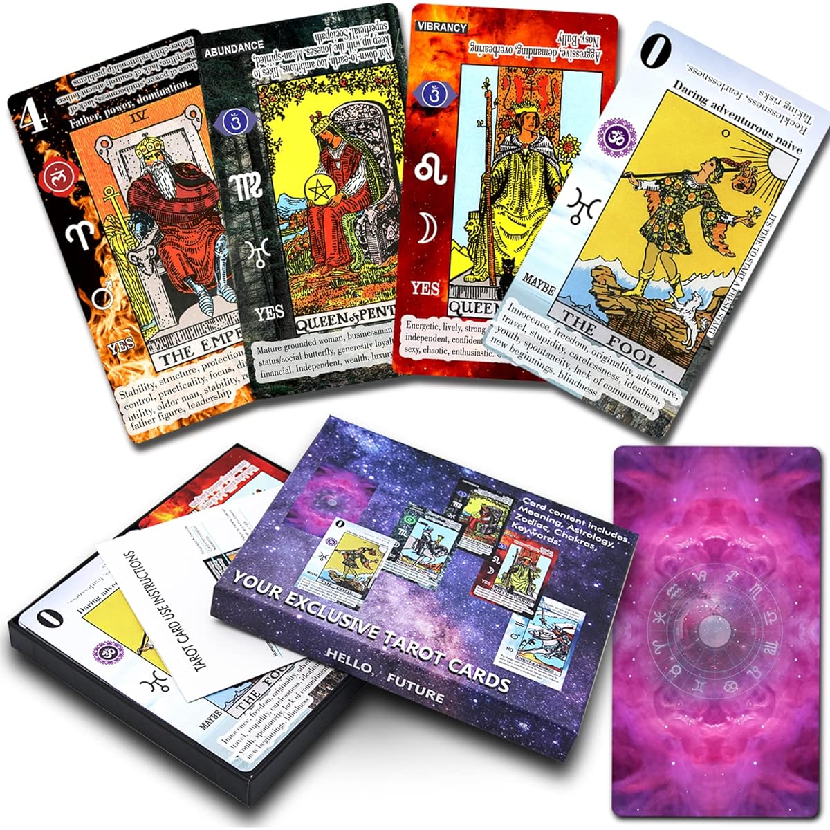 STENDA Tarot Cards Beginner Deck: Beginner Card Set No Guidebook Large Original Tarot Meanings - 78 Classic Giant Size Deck - Readings Cute Jumbo Kit Astrology Keywords