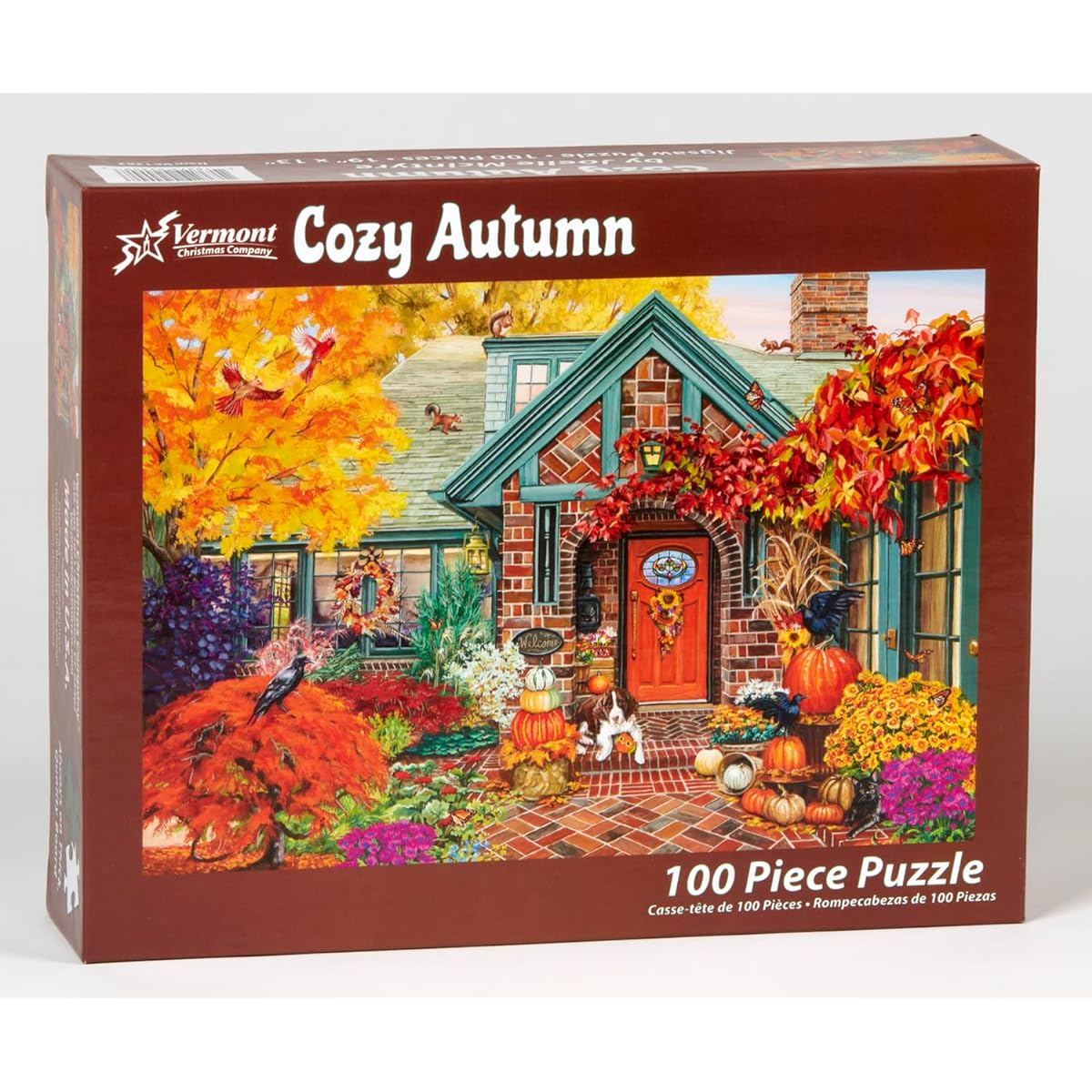 Vermont Christmas Company Cozy Fall Jigsaw Puzzle 100 Pieces Large Pieces Great for Kids and Seniors