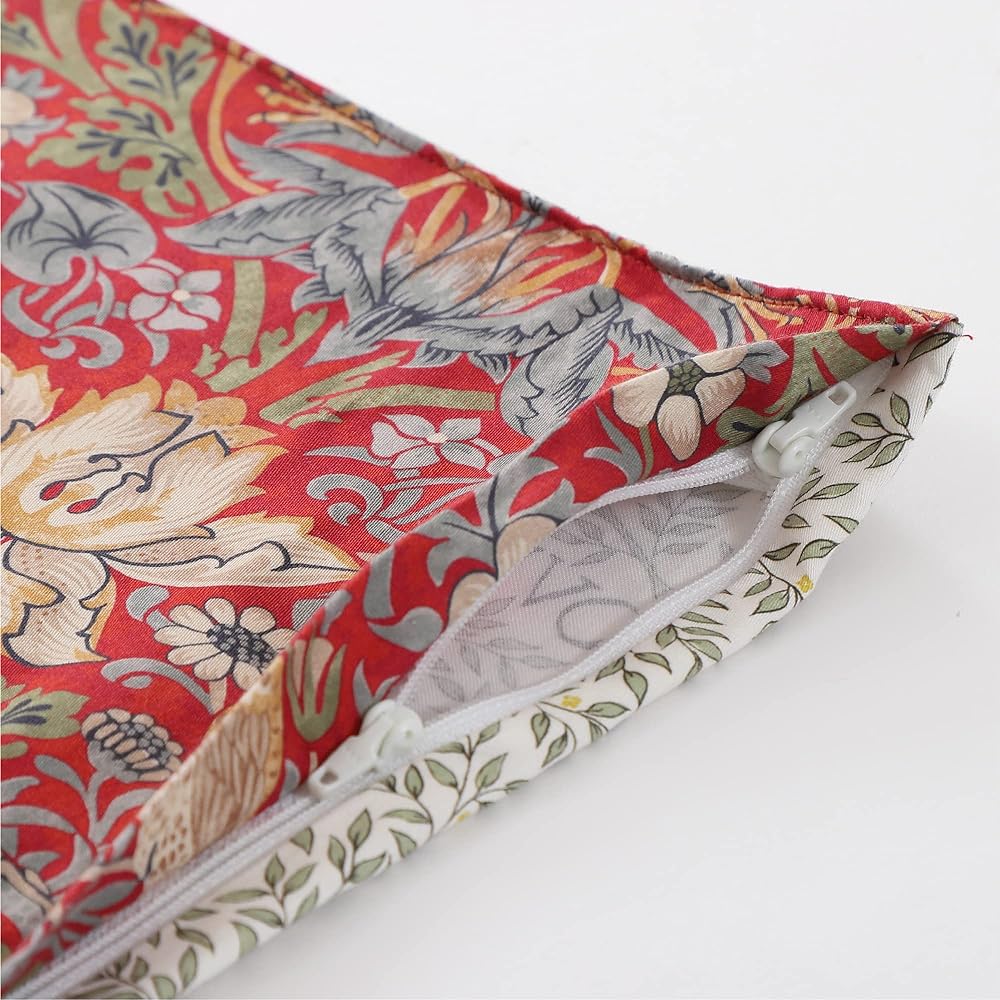 Nishikawa Duvet Cover Single 100% Cotton Morris Gallery Strawberry Thief Quick Snap Easy to Put On and Take Off Reversible Washable Made in Japan Red PI03100608