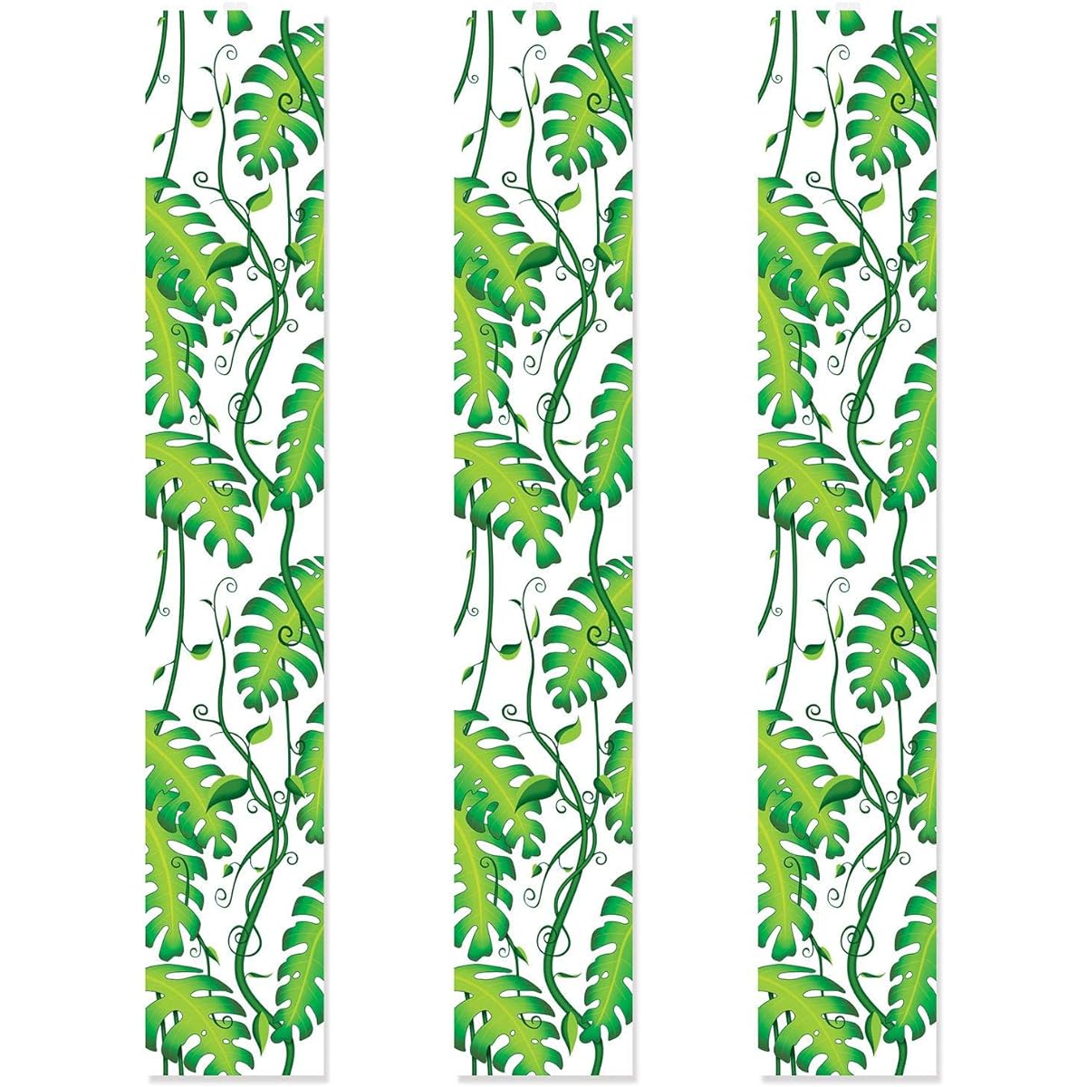 Beistle 53048 Jungle Vines Party Panels 6 Piece, 12" x 6', Green/Clear