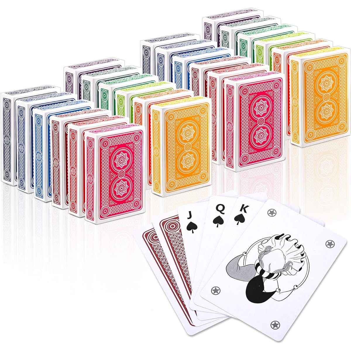 Playing Cards Set of 24 Vibrant Colors Card Deck Poker Size Standard Index Card Activity Party Supplies Games