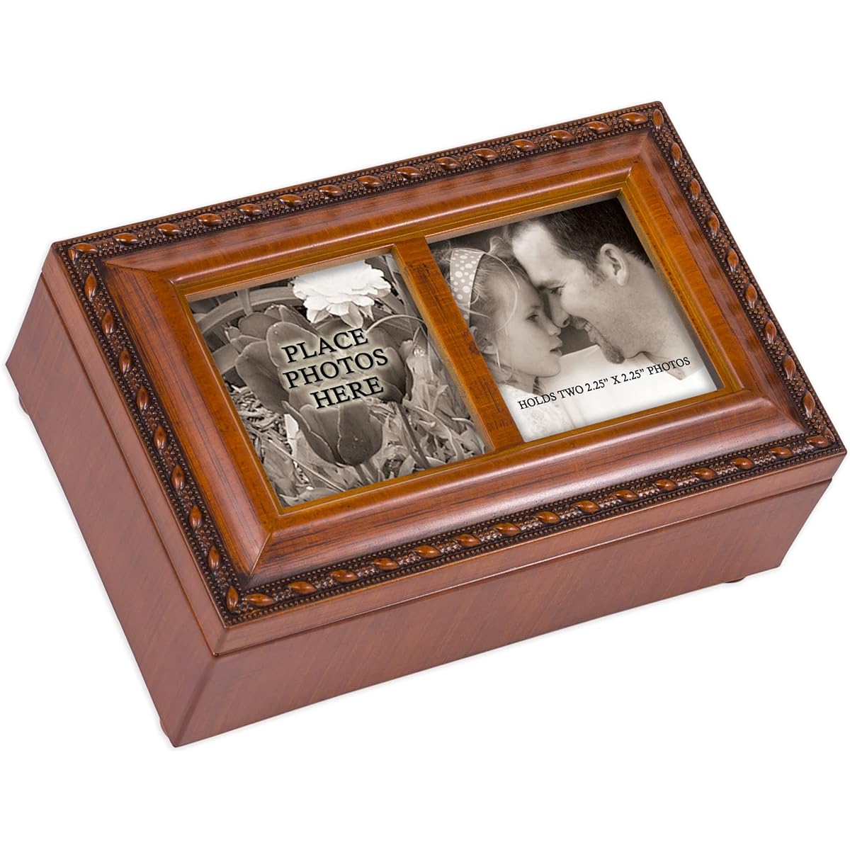 Photo Frame Lid Woodgrain Cottage Garden Petite Music Box Plays What a Wonderful World by Cottage Garden