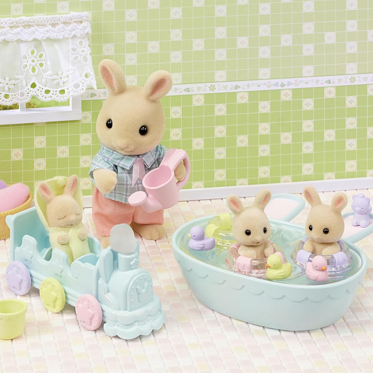 Calico Critters Triplet Baby Bathtime Set