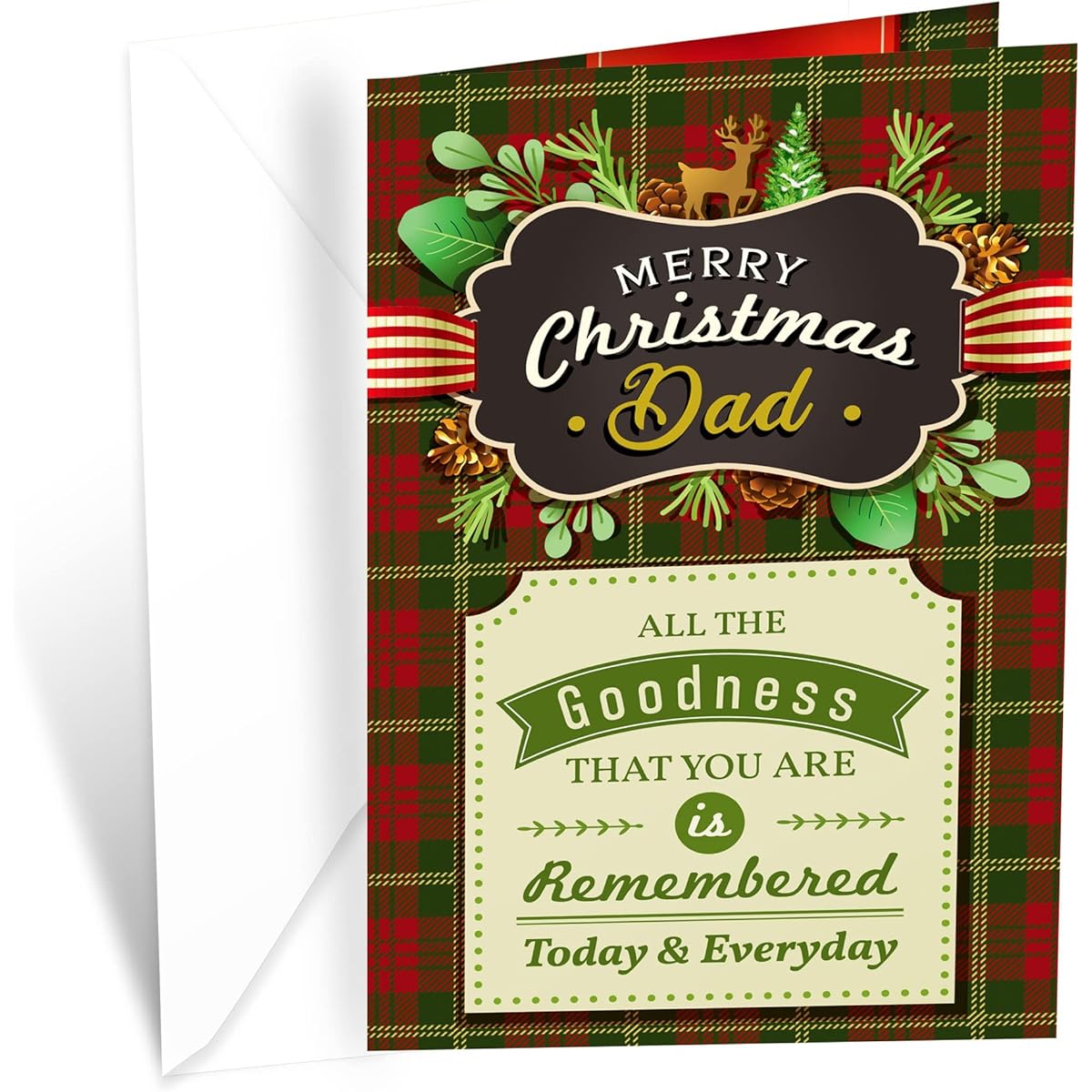 Christmas Card for Dad Prime Greetings Made in the USA Eco-Friendly Thick Card Stock with Premium Envelopes 5" x 7.75" Protective Envelopes Included