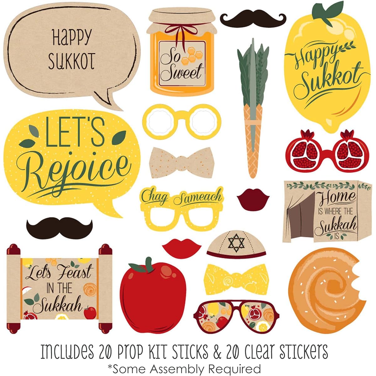 Big Dot of Happiness Sukkot - Sukkah Jewish Holiday Photo Booth Props Kit - 20 Pieces