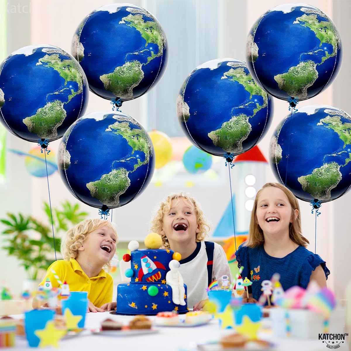 KatchOn Earth Day World Balloons Set - Large 22 Inch 6 Pack | Earth Balloons for Earth Day Decorations | Travel Theme Party Decorations | Balloons Around the World